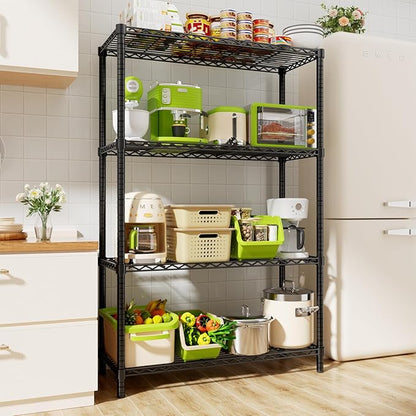 Storage Shelves Heavy Duty, 36" L x 14" W x 54" H Garage Wire Shelving Unit Loads 1400LBS, 4-Tier Adjustable Metal Industrial Utility Shelf Rack for Kitchen, Laundry Room, Pantry, Warehouse, Basement