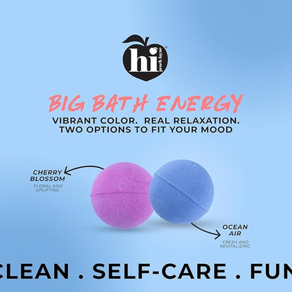 Hi Peach Layne Ocean Air Bath Bombs 12-Pack (3.5 oz Each) – Vegan, Clean Beauty Spa Gifts for Women & Kids, Fun Fizzing Bath Bombs for Girls
