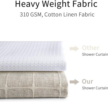 MitoVilla Grey Shower Curtain Set 72 x 78, Boho Farmhouse 78 inch Long Polyester Linen Tassel Ultra Thick Heavy Duty Fabric Shower Curtains for Chic Cottagecore French Rustic Bathroom Decor