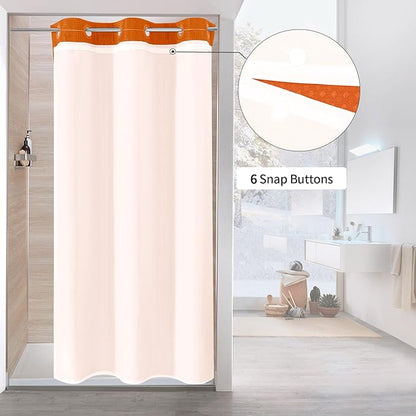 MitoVilla Orange Waffle Small Stall Shower Curtain Liner Set 36 x 74, No Hooks Required Half Size Narrow Fabric Cloth Shower Curtain Set with Snap-in Liner for Modern Bathroom Decor, Burnt Orange