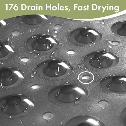 AmazerBath Shower Mat Non Slip 40 x 16 Inches, Shower Stall Mats with Suction Cups and Drain Holes, Non Slip Bath Mat for Tub for Elderly & Kids, Clear Black