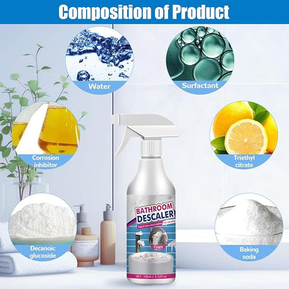 NBDIB 2PC Bathroom Descaler Foam Cleaner Spray,2025 Upgraded Stubborn Stains Cleaner, Bathroom Descaler Spray,All Purpose Rinse Cleaning Foam for Toilet, Bathtub, Tile, Glass and Sink