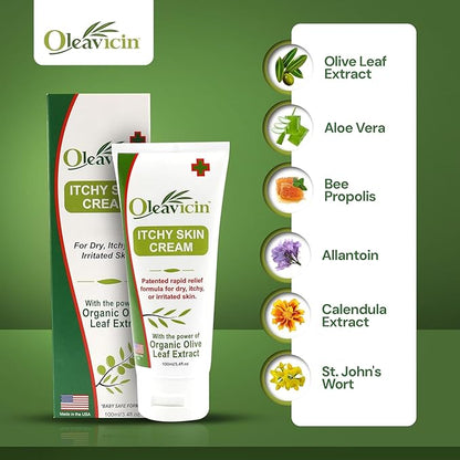 Oleavicin Extra Strength Anti-Itch Cream (3 Pack) for Dry, Itchy Skin Relief – Natural Fungal & Rash Treatment with Olive Leaf Extract – Fast-Acting, Long-Lasting Itch Relief