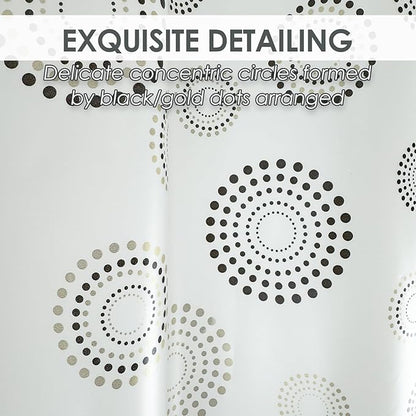 Plastic Shower Curtain Liner, Waterproof Printed PEVA Shower Curtain with Design, Gold Dots Pattern, Rustproof Grommets, Standard Size 70x72 Bathtub Curtain for Bathroom (Pack of 1)