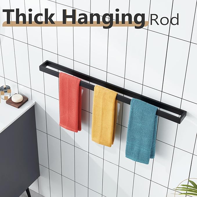 KOKOSIRI Towel Bar Matte Black Bath Towel Holder 32-Inch Kitchen Rack Stainless Steel for Bathroom Hardware Wall Mounted, 1 Pack B4008BK-L32