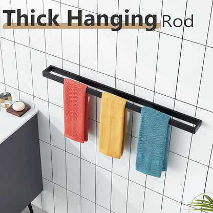 KOKOSIRI Towel Bar Matte Black Bath Towel Holder 32-Inch Kitchen Rack Stainless Steel for Bathroom Hardware Wall Mounted, 1 Pack B4008BK-L32