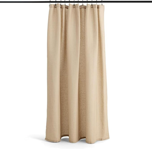 Preston Lane Stonebridge Linen Cotton Shower Curtain, 72" x 72" – 67% Linen 33% Cotton Blend, Fabric Bathroom Curtain with Reinforced Holes with Stitching, Made in Portugal, Clay