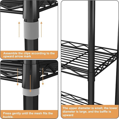 HOMEFORT 5-Tier Wire Shelving 5 Shelves Unit Metal Storage Rack Durable Organizer Perfect for Pantry Closet Kitchen Laundry Organization in Black