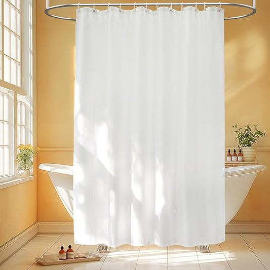 Waterproof Fabric Shower Curtain Liner Extra Tall 96 Inch with 3 Weighted Magnets, White Cloth Shower Liner Washable, 72'' x 96'' Extra Long Shower Curtain Lightweight for Bathroom