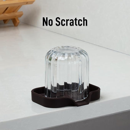 Zulay Kitchen Small Silicone Sponge Holder (4.9x3.3”) – Space-Saving Sink Organizer Tray for Sponge, Soap, Brush & More – Compact Non-Slip Dish for Kitchen & Bathroom (Chocolate)