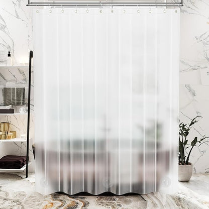 AmazerBath Frosted Shower Curtain Plastic, Heavy Duty Bathroom Curtain Premium PEVA, 8G Weighted Shower Curtains for Bathroom with 3 Big Weighted Stones and 12 Rustproof Grommets, 70x72 Inches