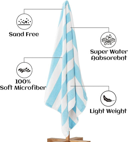 Touchat Beach Towel Oversized,Super Absorbent Sand Free Thick Microfiber Beach Towel (Pink 2Pack + Blue 2Pack, 30”x60“)