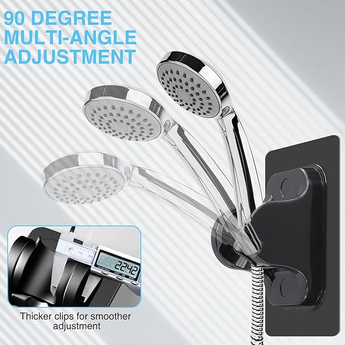 4PCS Shower Head Holder Strong Adhesive Adjustable, Waterproof Shower Hand Held Sprayer Holder Wall Mount