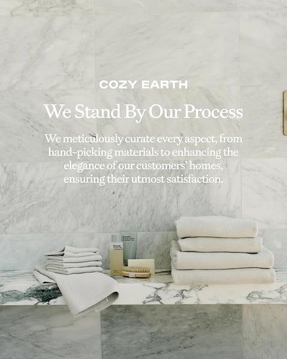Cozy Earth Waffle Bath Towels - 60% Cotton 40% Viscose from Bamboo Bath Towels 30 x 58 Inches - Soft & Absorbent Terry, Reversible Mini Textured Waffle & Weave Pattern - 2 Pack