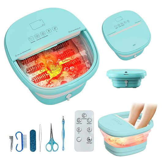 Pedicure Foot Spa with Bubble and Heat,Collapsible Foot Soaking Tub with Remote Control,Pedicure Tools for Feet,Foot Bath Soak Tub Gift for Women/Men,Mom/Dad