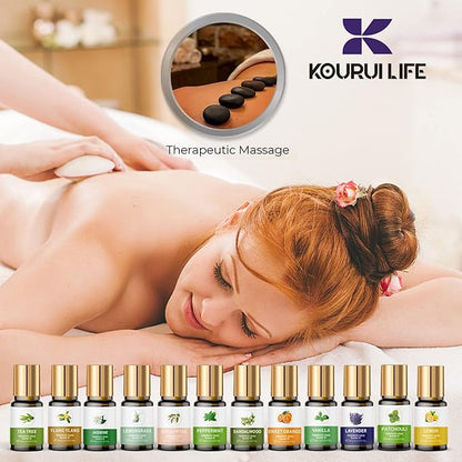 Essential Oils Set, 100% Organic Essential Oil, Lavender, Ylang Ylang, Tea Tree, Eucalyptus Scented Oil, Essential Oils for Diffusers for Home, Candle Making, Humidifiers (12)