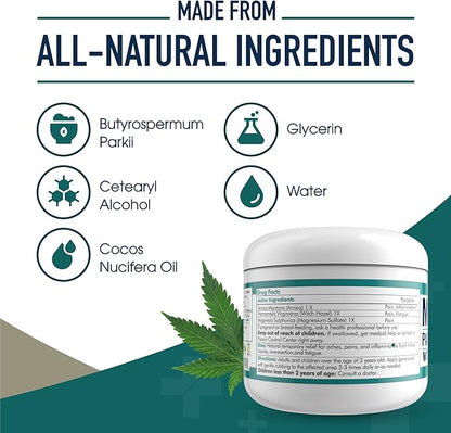 MARS WELLNESS MG+ Hemp Pain Cream (4 oz) - Maximum Strength Arnica & Magnesium Cream for Sore Legs, Joints & Muscle Cramps - Unisex Adults