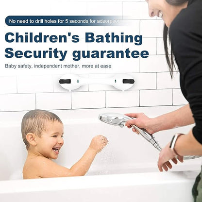 Shower Grab Bar 2 PCS Suction Grab Bars for Bathtubs and Showers, Shower Handle Removable Shower Handrails for Kids, Bathroom Safety Grip Waterproof(White)