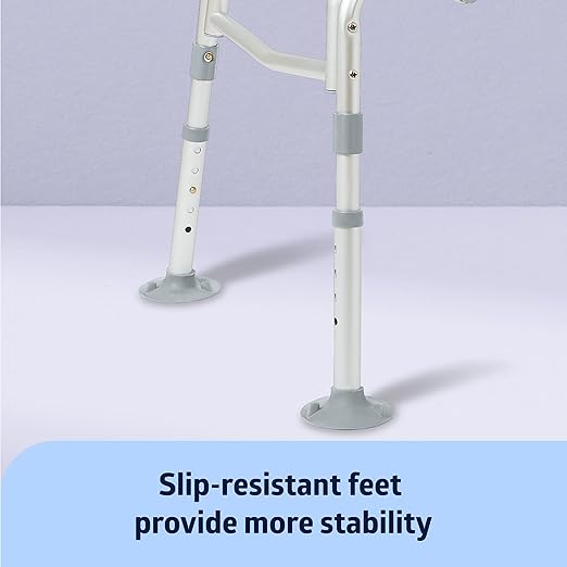 Medline Padded Transfer Bench for Bathtub and Shower, Height Adjustable, Slip-Resistant Legs, Rust-Resistant, Side Arm & Back Rest for Extra Support, 400 lb. Weight Capacity, Tool-Free Assembly