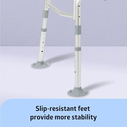 Medline Padded Transfer Bench for Bathtub and Shower, Height Adjustable, Slip-Resistant Legs, Rust-Resistant, Side Arm & Back Rest for Extra Support, 400 lb. Weight Capacity, Tool-Free Assembly