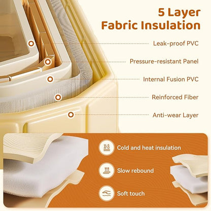Portable Foldable Bathtub, Freestanding Bathtub No Installation, Bathroom SPA Soaking Bath Tub, Shower Stall Collapsible Hot & Ice Bath for Indoor Outdoor (Beige, ‎47.2"L x 21.6"W x 19.6"H)