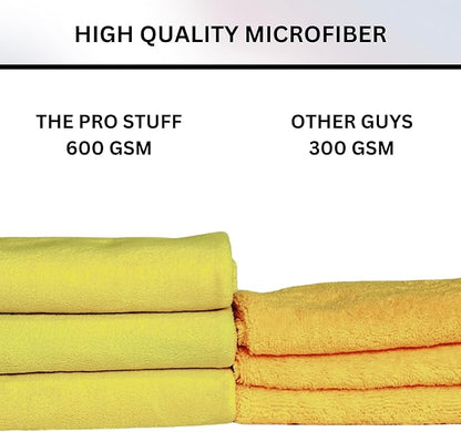 The Pro Stuff® Microfiber Towels for Cars, 600 GSM, Super Soft Drying Towels for Cars, Dual-Sided for Cleaning, Washing and Buffing, Tagless, Scratch-Free, Lint Free Cloth (16”x16”) | Pack of 3