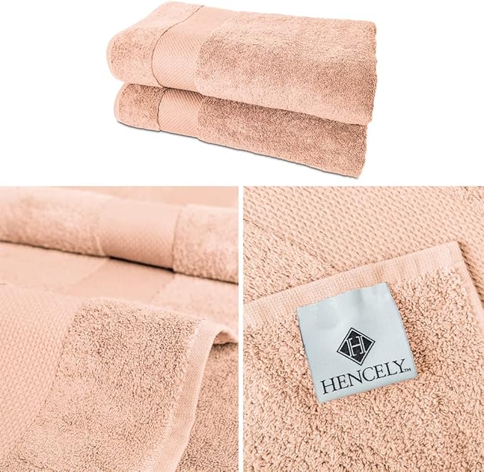 Hencely Bath Sheet Set of 2 - (35x64 Inches) - Luxury Extra Large Oversized Towels, 100% Cotton - Quick Dry, Highly Absorbent, Super Soft - Ideal for Spa, Hotel, Bathroom - (Bath Sheets 2 Pack, Peach)