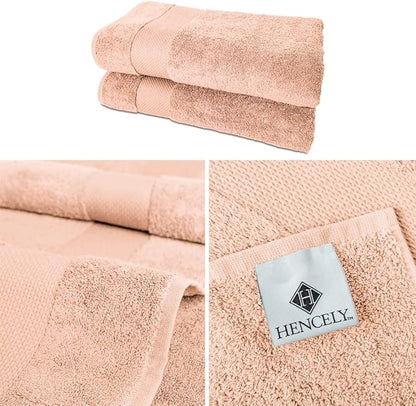 Hencely Bath Sheet Set of 2 - (35x64 Inches) - Luxury Extra Large Oversized Towels, 100% Cotton - Quick Dry, Highly Absorbent, Super Soft - Ideal for Spa, Hotel, Bathroom - (Bath Sheets 2 Pack, Peach)