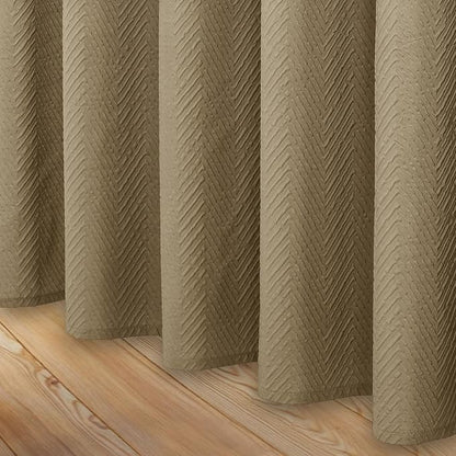 Gibelle Ombre Brown Shower Curtain, 3D Embossed Textured Herringbone Fabric Shower Curtain, Modern Farmhouse Bathroom Decor Soft Cloth Shower Curtain Set with Hooks, 72x72