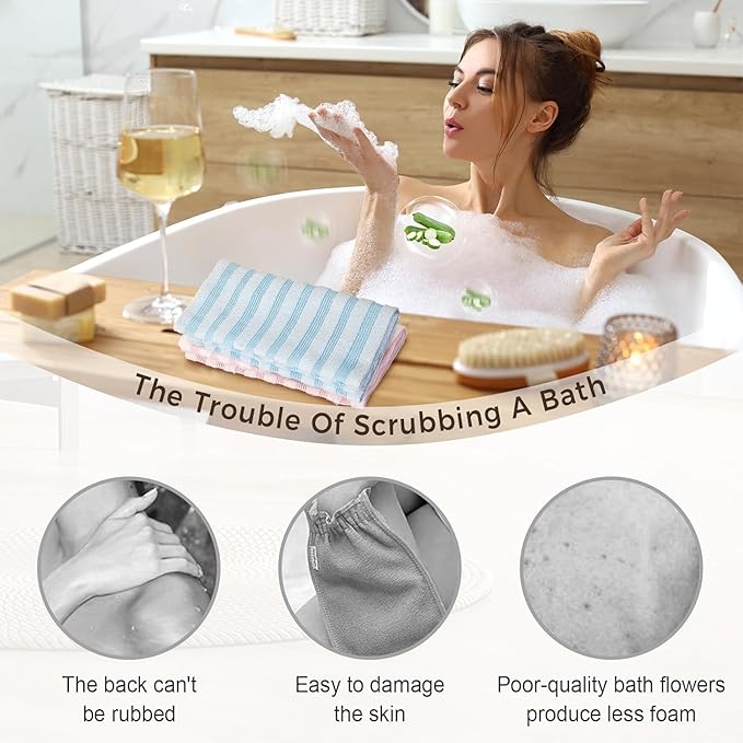 3PCS Exfoliating Shower Towel,2026 New Premium Scrub Wash Back Bath Cloth for Body Face,Exfoliating Washcloth Back Body Scrubber for Home（#Grid）