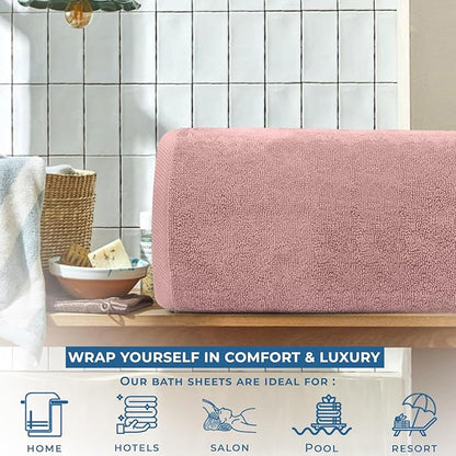 DAN RIVER Pack of 1 Bath Sheet 40x80 Inches, Oversized Towels for Adults, Quick Dry Plush Bath Towels - Dusty Rose
