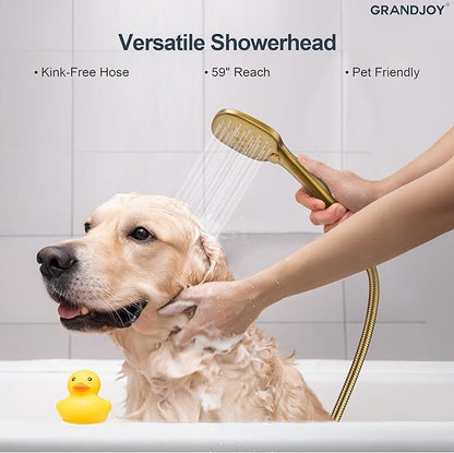 Brushed Gold 10 Inch Rainfall Shower System with Handheld Spray & Adjustable Slide Bar, Wall Mount Bathroom Shower Faucet Set, Valve Included
