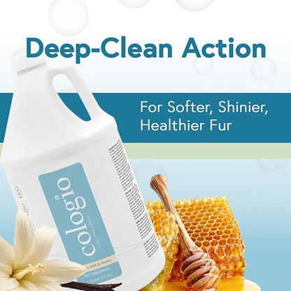 Dog Shampoo with Manuka Honey – Odor Eliminator & Itch Easing for Dry, Sensitive Skin – Gentle & Moisturizing Groomer-Developed Formula – Paraben-Free, Made in USA - 1 Gallon