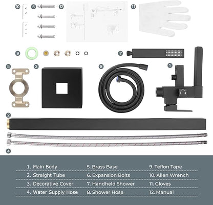 Freestanding Tub Faucet Matte Black: ALEASHA High Flow Max 6.74 GPM Free Standing Tub Filler - Brass Modern Floor Mount Bathtub Faucet with Handheld Shower, for the Ultimate Elegant SPA Experience