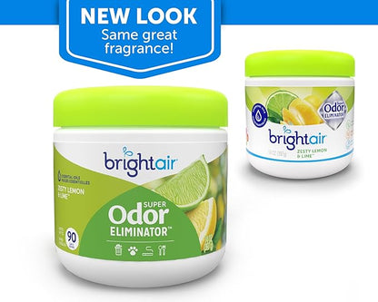 Bright Air 14 oz. Super Odor Eliminator, For Medium-Size Spaces, Zesty Lemon & Lime Scent, Case of 6, Air Freshener, Natural Essential Oils, Lasts Up to 90 Days Each