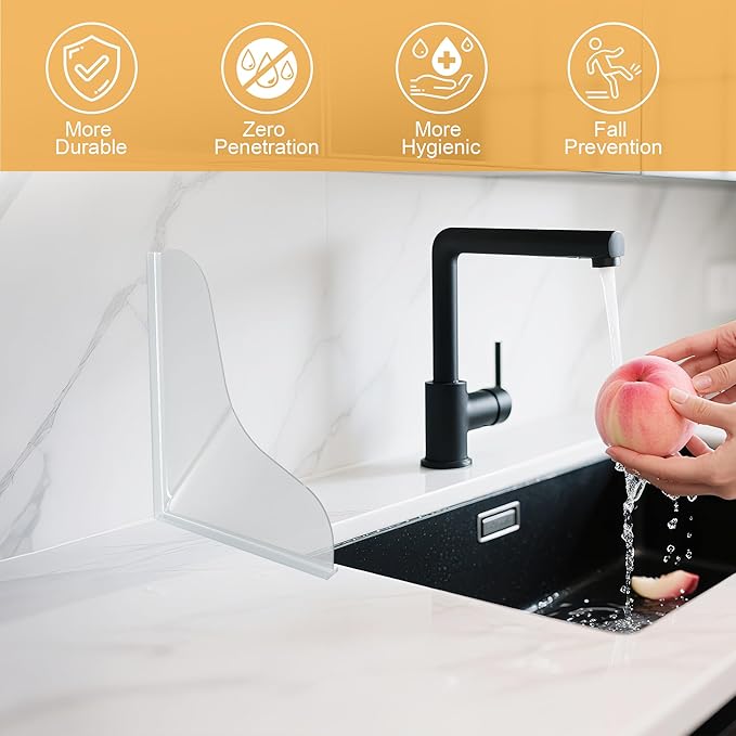 Mofason Silicone Shower Splash Guard, Clear Bathtub Corner Splash Guard, Bathroom Shower Water Guard with Adhesive for Fixing, Can Be Used in Washbasin, Tubs, Sinks Etc - 2Pack