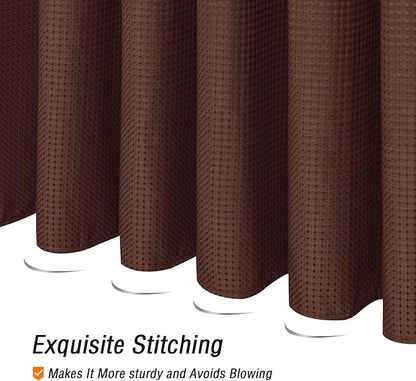 Gibelle Small Stall Shower Curtain 36 x 72, Narrow Half Waffle Weave Textured Fabric Shower Curtain for Bathroom, Water Repellent, Machine Washable, Brown