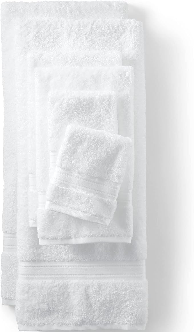 Lands' End Supima Towel White Washcloth Set