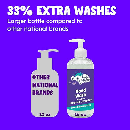 Originally Yellow Plant-Based Hand Soap All Natural Infused with Organic Lavender | Gentle Natural Hand Soap | Pet & Baby-Safe Soap, 16 Fl Oz (3-Pack)