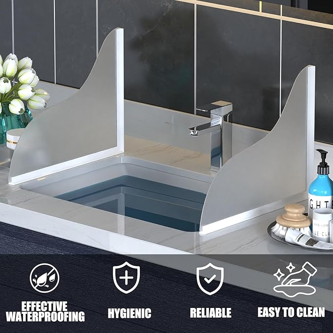 Shower Splash Guard Kit - Large Size Thickened Water Blocker with Extra-strong Adhesive for Walk-in Shower/Bathroom/Bathtub/Kitchen Sink - White Frosted/Matte Acrylic Plate Pack of 2(10"x12")