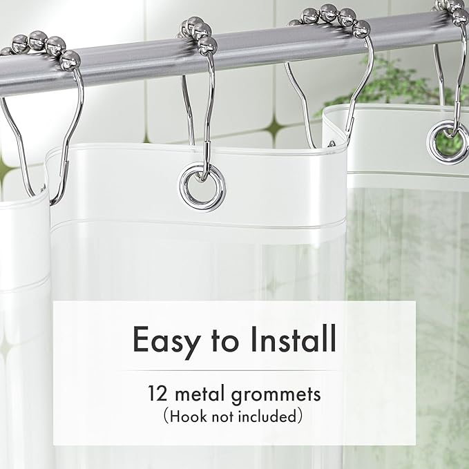 Amazer Frosted Shower Curtain Liner, 72x84 Plastic Shower Liner PEVA Medium Weight Inside Shower Curtain for Bathroom with Rustproof Grommets