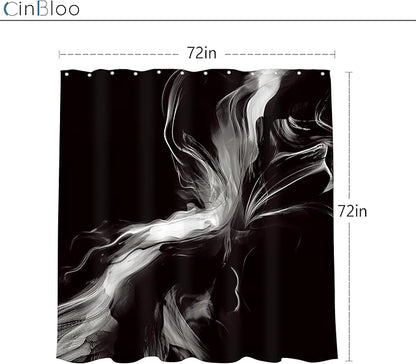 Cinbloo Abstract Black and White 72Wx72H Shower Curtain Modern Ombre Marble Ink Texture Minimalist Simple Unique Contemporary Bathroom Curtain Set Elegant Neutral Bath Bathroom Accessories Decor