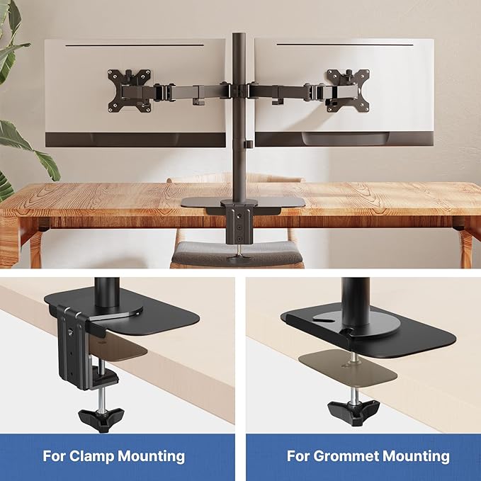 Monitor Mount Reinforcement Plate for Thin, Glass and Other Fragile Tabletop, Steel Bracket Plate Compatible with Most Monitor Stand C-Clamp Installation,Black