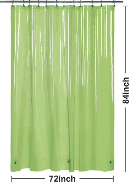Barossa Design Extra Long Shower Curtain Liner with 3 Magnets - 72" x 84" XL, Waterproof PEVA Lightweight Shower Liner for Bathroom, PVC Free, Metal Grommets - Clear Green, 72x84