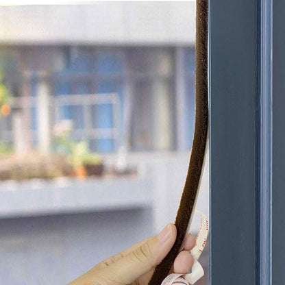 TORRAMI Brush Weather Stripping Adhesive for Window and Door 11/32 inch x 3/16 inch x 16 ft, Windproof Dustproof Energy-Efficient Weather Seal, Brown
