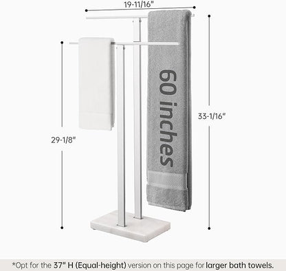 KES Standing Towel Rack for Bathroom with Marble Base, 2-Tier Towel Rack Stand for Floor, SUS304 Stainless Steel Polished Finish, BTH217