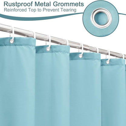 AooHome Extra Long Shower Curtain 72x78 Inch, Fabric Shower Curtain Liner for Hotel with Hooks, Weigthed Hem, Water Repellent, Blue