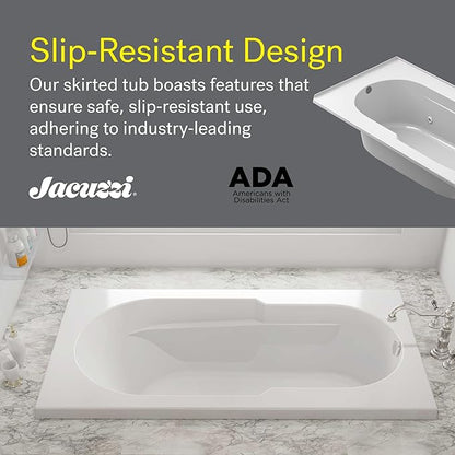 Jacuzzi SIGNATURE Acrylic Drop-In Bathtub, Jet Massage Tub, Slip Resistant, Left Drain Placement, 60" (L) x 36" (W), Rectangle, Oyster
