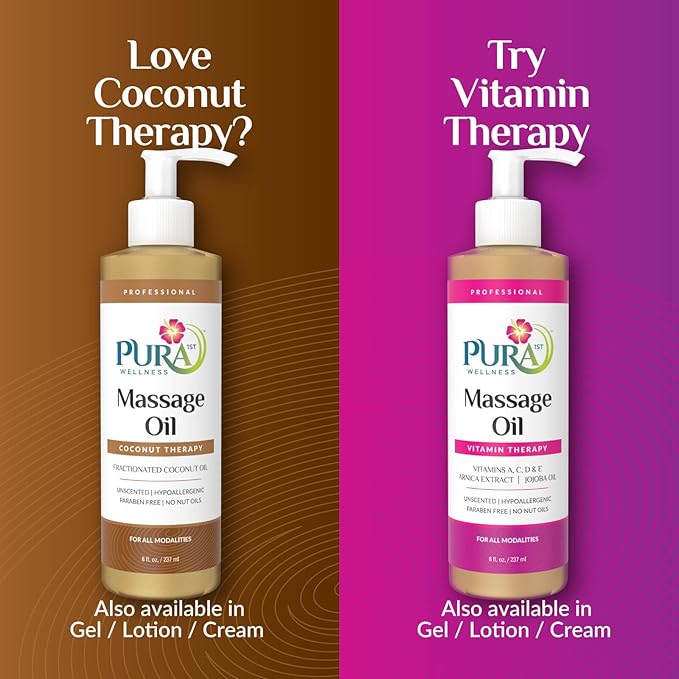 Coconut Therapy Massage Oil, Coconut Massage, Physical Therapy Coconut Oil, Professional Deep Tissue Therapy, Pura Wellness Massage Oil, Unscented Oil for Physical Therapy and Recovery, 8oz