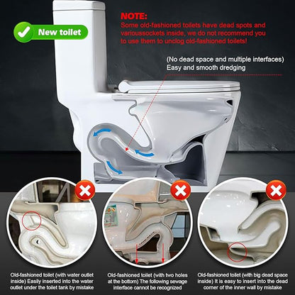69 Inch Toilet Auger Snake with 4 Claw Grabber Fits Pipes 1.6 Inches or Larger Flexible Drain Cleaning Tool for Toilets